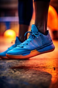 close up basketball shoes